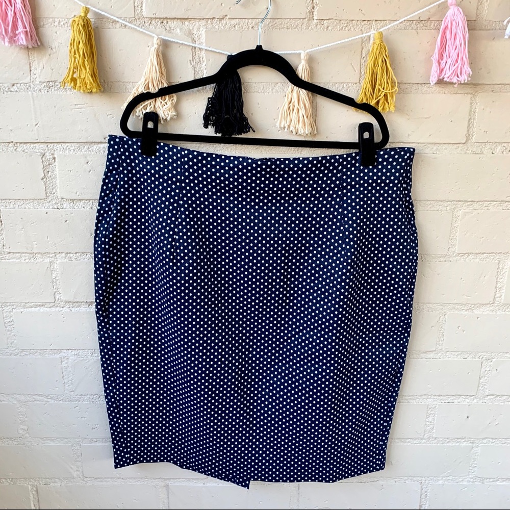 Lane Bryant Polka Dot Navy Pencil Skirt, Size 22